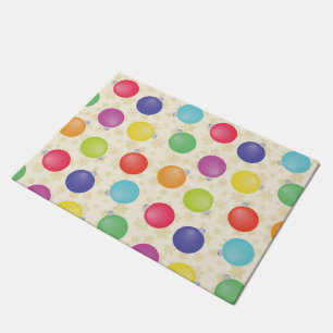 Colourful Christmas balls,Gold Snowflakes Doormat