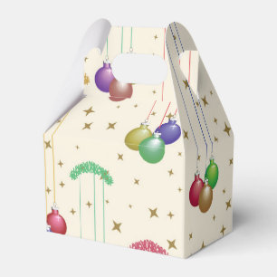 Colourful Christmas balls,gold stars Favour Box