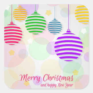 Colourful Christmas Balls Square Sticker