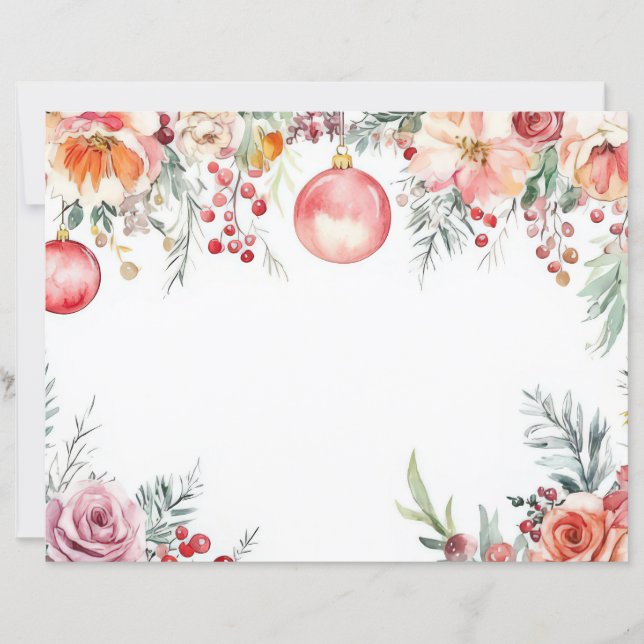 Colourful Christmas Baubles and Flowers  (Front)