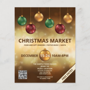 Colourful Christmas Baubles - Christmas Market Flyer