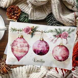 colourful christmas baubles with flowers accessory pouch