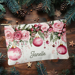 colourful christmas baubles with flowers accessory pouch