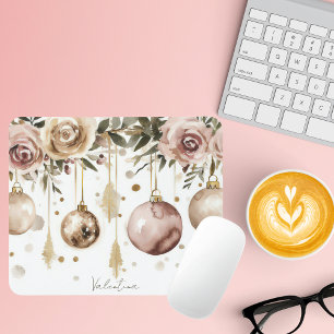 Colourful Christmas Baubles with Flowers Mouse Pad