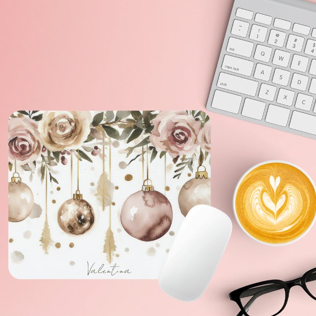 Colourful Christmas Baubles with Flowers Mouse Pad (Creator Uploaded)