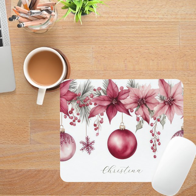 Colourful Christmas Baubles with Flowers Mouse Pad (Creator Uploaded)