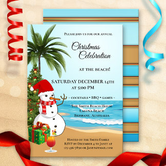 Colourful Christmas Beach Celebration Invitation