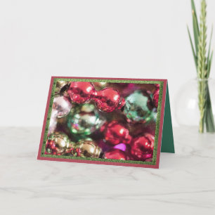 Colourful Christmas beads. Holiday Card