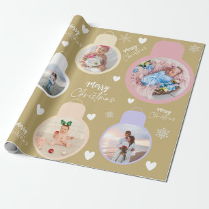 Colourful Christmas Bell Custom Name And Ornaments Wrapping Paper