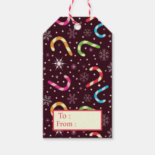 Colourful Christmas Candy Canes with Snowflakes Gift Tags