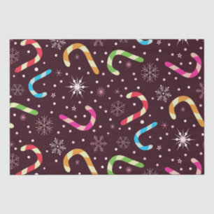 Colourful Christmas Candy Canes with Snowflakes  Tissue Paper