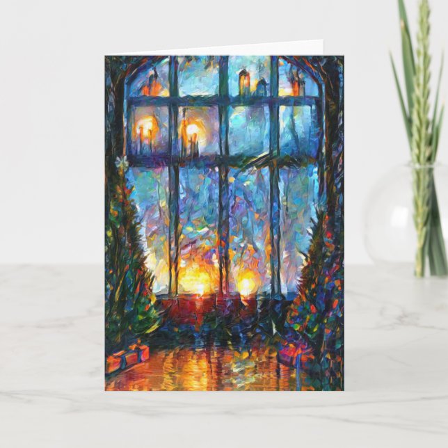 Colourful Christmas card with large window (Front)