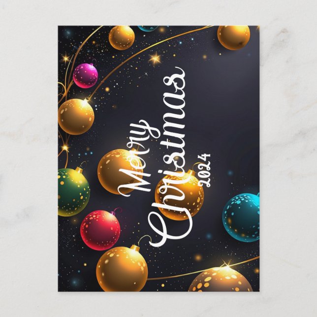 Colourful Christmas - Cartes Pour Fêtes Annuelles Holiday Postcard (Front)