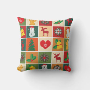 Colourful Christmas Collage Cushion
