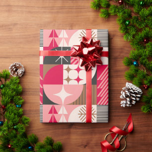 🎄 Colourful Christmas Collage Gifts Trees Ornamen Wrapping Paper