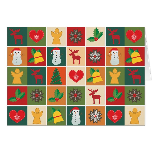 Colourful Christmas Collage Greeting Card (Front Horizontal)