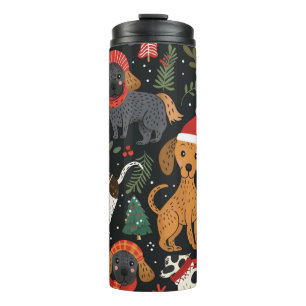 Colourful Christmas Dogs – Fun Holiday Gift for Pe Thermal Tumbler