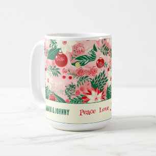 Colourful Christmas Floral Personalised Coffee Mug