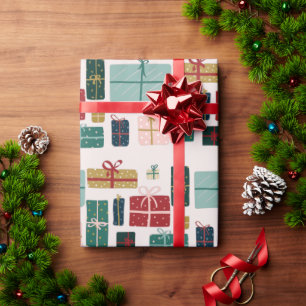 Colourful Christmas Gift Box Patterns Wrapping Paper