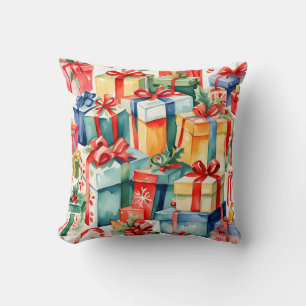 Colourful Christmas Gifts Pattern Cushion