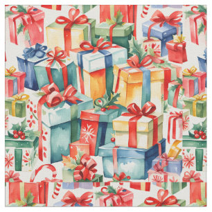 Colourful Christmas Gifts Watercolor  Pattern  Fabric