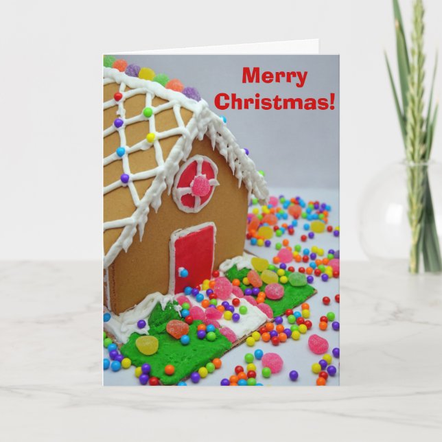Colourful christmas gingerbread house greeting car holiday card (Front)