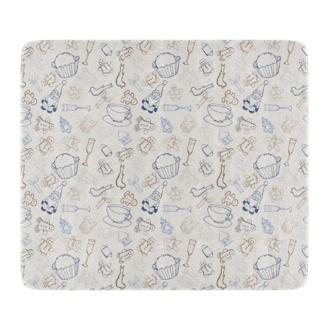 Colourful christmas Gingerbread Man and santa Cutting Board (Front)