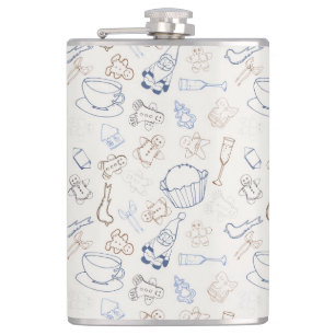 Colourful christmas Gingerbread Man and santa Hip Flask