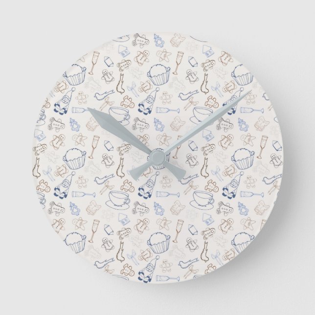 Colourful christmas Gingerbread Man and santa Round Clock (Front)