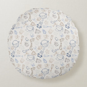 Colourful christmas Gingerbread Man and santa Round Cushion