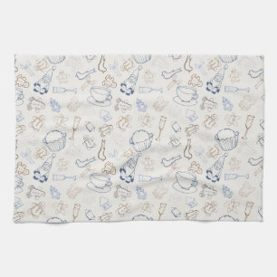 Colourful christmas Gingerbread Man and santa Tea Towel