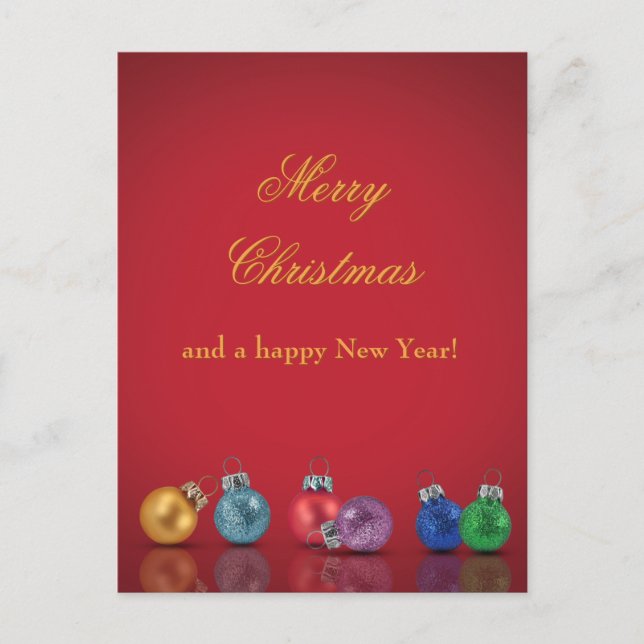 Colourful Christmas Glitter Ornaments Holiday Post Postcard (Front)