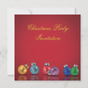 Colourful Christmas Glitter Ornaments Invitation