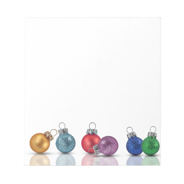 Colourful Christmas Glitter Ornaments Notepad (Front)