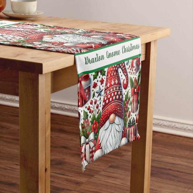 Colourful Christmas Gnome Short Table Runner (In Situ)