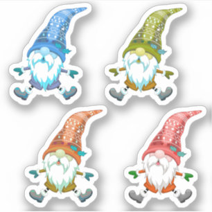 Colourful Christmas gnome Vinyl stickers