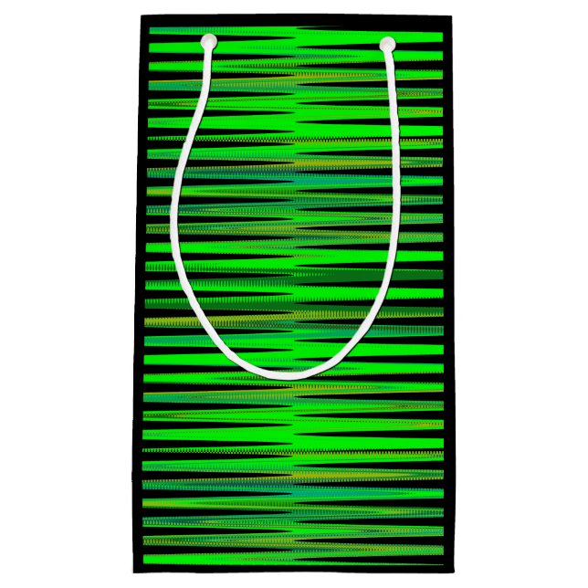 Colourful Christmas Green Stripe Pattern Gift Bag (Front)