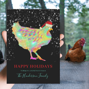 Colourful Christmas Hen Add Name  Holiday Card