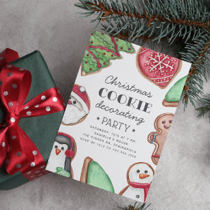 Colourful Christmas Holiday Cookie Decorating Part Invitation