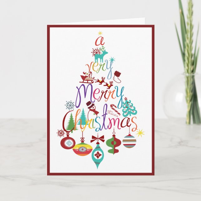 Colourful Christmas Holiday Tree Greeting Card (Front)