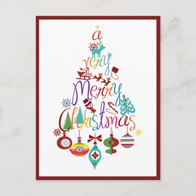 Colourful Christmas Holiday Tree Postcard (Front)