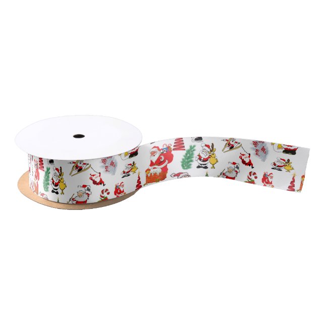 Colourful Christmas Illustration  Satin Ribbon (Spool)