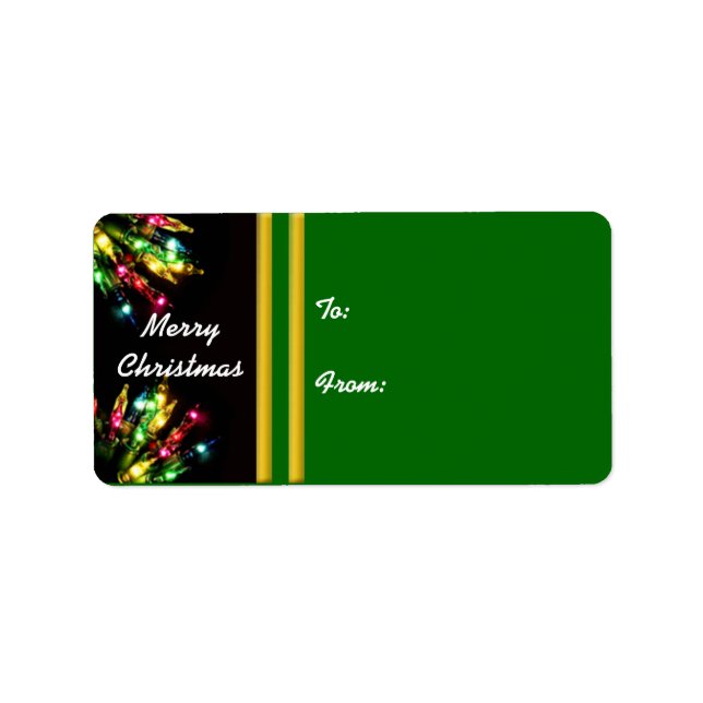 Colourful Christmas Light Border Personalised Label (Front)