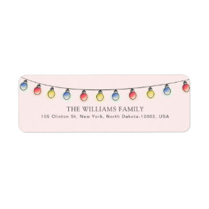 Colourful Christmas Light Custom Family Name Return Address Label
