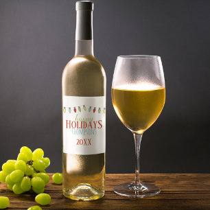 Colourful Christmas Light Personalised Wine Label