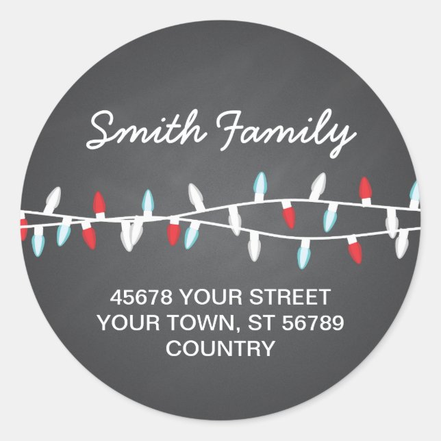 Colourful Christmas Lights Address Label (Front)