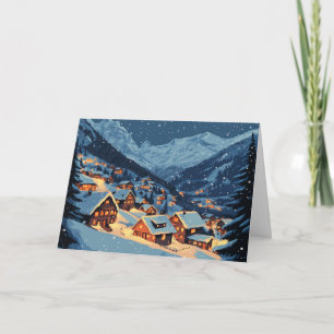 Colourful Christmas Lights in Village Card