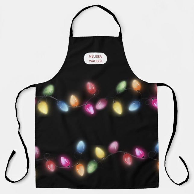 Colourful Christmas Lights Monogram  Apron (Front)