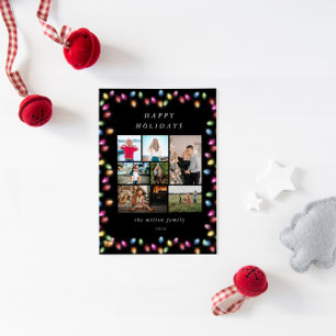 Colourful Christmas Lights Multiple Photos Holiday Card