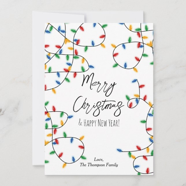 Colourful Christmas Lights No Photo Holiday Card (Front)